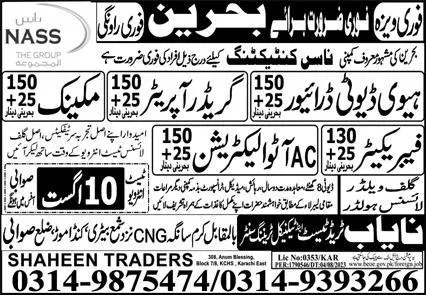 rader Operator & AC Auto Electrician Jobs 2023 In Bahrain – Nayab Trade Test and Technical Training Center Jobs 2023 — original advertisement