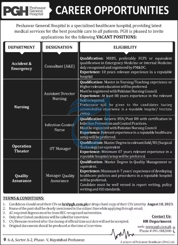 Peshawar General Hospital Peshawar Jobs 2023 Jobs 2023 — original advertisement