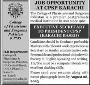 College Of Physician And Surgeons Karchi Sindh Jobs 2023 – College of Physicians and Surgeons Pakistan Jobs 2023 — original advertisement