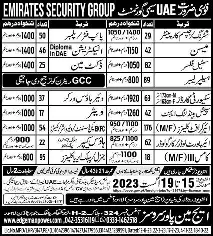 Aircraft Cleaner & Special Handling Agent Jobs 2023 IN UAE – Edge Manpower Services Jobs 2023 — original advertisement