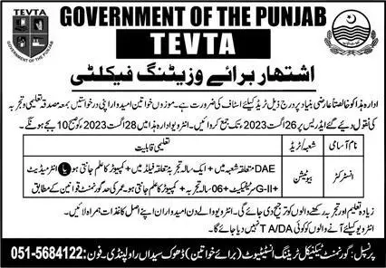 Technical Education & Vocational Training Authority Jobs – Technical Education & Vocational Training Authority TEVTA Punjab Jobs 2023 — original advertisement