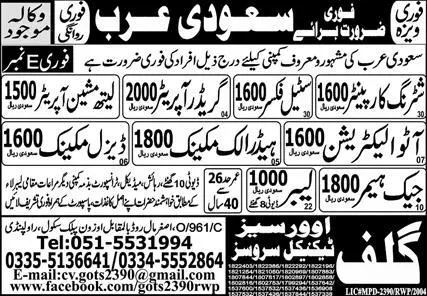 Lathe Machine Operator & Hydraulic Mechanic Jobs 2023 – Gulf Overseas Technical Services Jobs 2023 — original advertisement