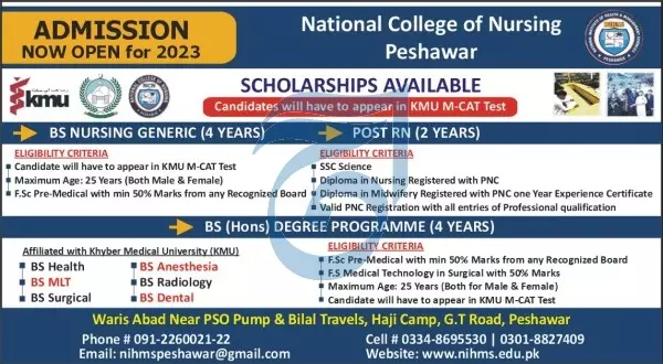National Co;llege of Nursing NCN Admissions 2023 – National College of Nursing (NCN) Admissions 2023 — original advertisement