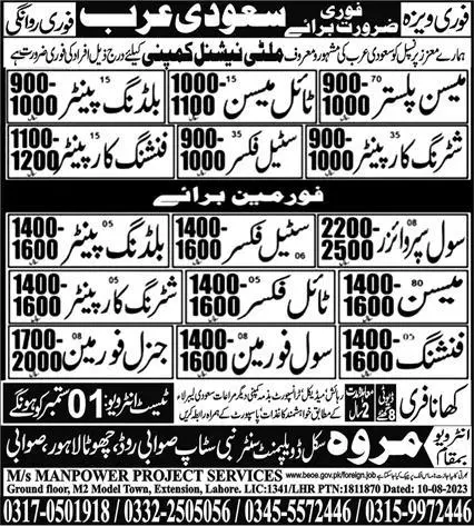 Building Painter & Finishing Carpenter Saudi Arabia Job 2023 – Marwa Skill Development Center Jobs 2023 — original advertisement