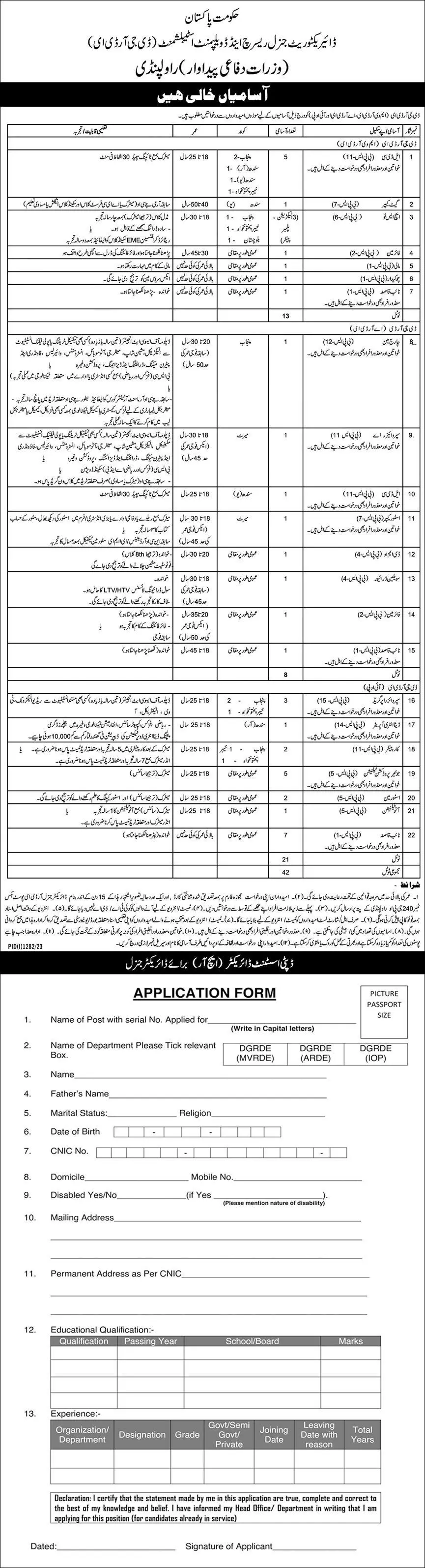 Ministry Of Defence Production Rawalpindi Jobs 2023 – Ministry of Defence Pakistan Jobs 2023 — original advertisement