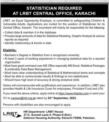 LRBT Hospital Karachi Sindh Jobs 2023 – LRBT Layton Rahmatullah Benevolent Trust Jobs 2023 — original advertisement