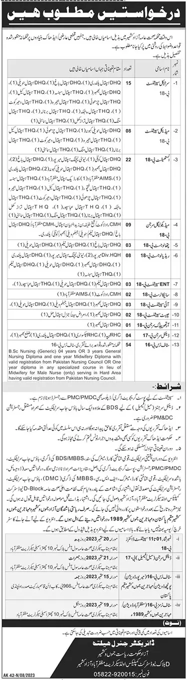 Health Department Azad Jammu Kashmir Jobs 2023 Jobs 2023 — original advertisement
