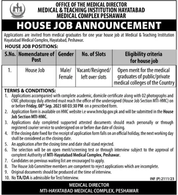 Medical Teaching Institution Peshawar Jobs 2023 – Medical Teaching Institute MTI Mardan Jobs 2023 — original advertisement