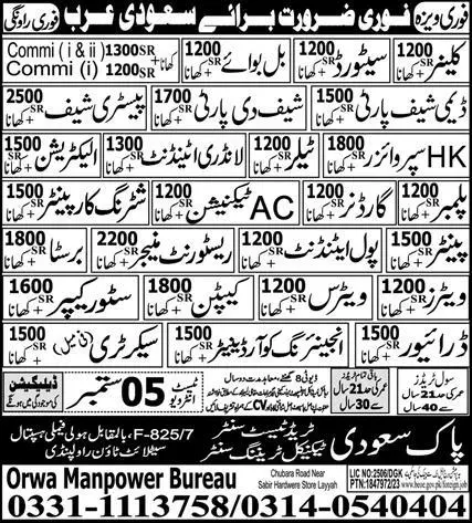 Restaurant Manager & Barista Jobs 2023 In Saudi Arabia – Pak Saudi Trade Test & Technical Training Center Jobs 2023 — original advertisement