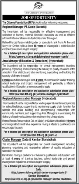 The Citizen Foundation Karachi Jobs 2023 – Private Sector Organization Jobs 2023 — original advertisement