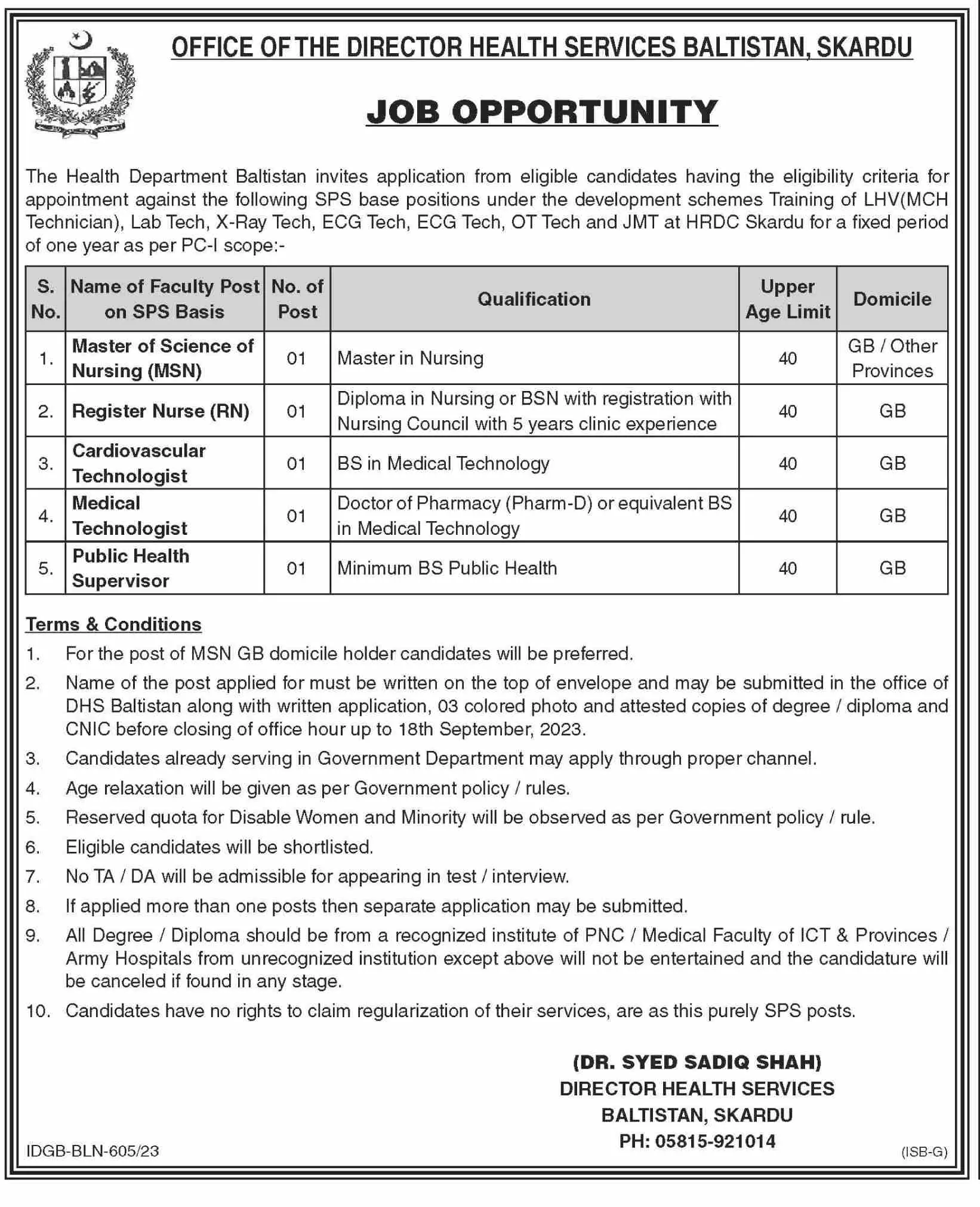 Health Department Gilgit Baltistan Jobs 2023 – Health Department Gilgitbaltistan Jobs 2023 — original advertisement