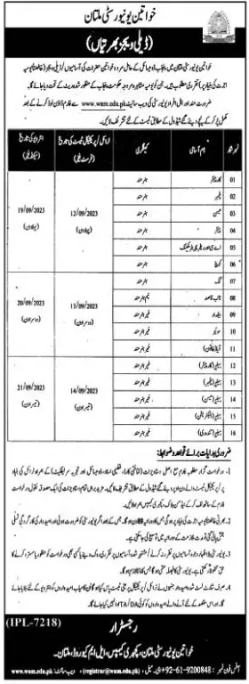 Women University Multan Punjab Jobs 2023 Jobs 2023 — original advertisement