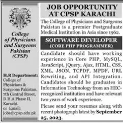 College Of Physicians And Surgeons Jobs 2023 – College of Physicians and Surgeons Pakistan Jobs 2023 — original advertisement
