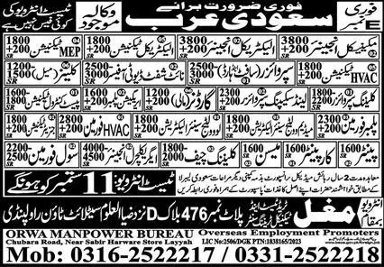 Mechanical Engineer And MEP Technician Jobs 2023 In KSA – Mughal Trade Test & Technical Training Center Jobs 2023 — original advertisement