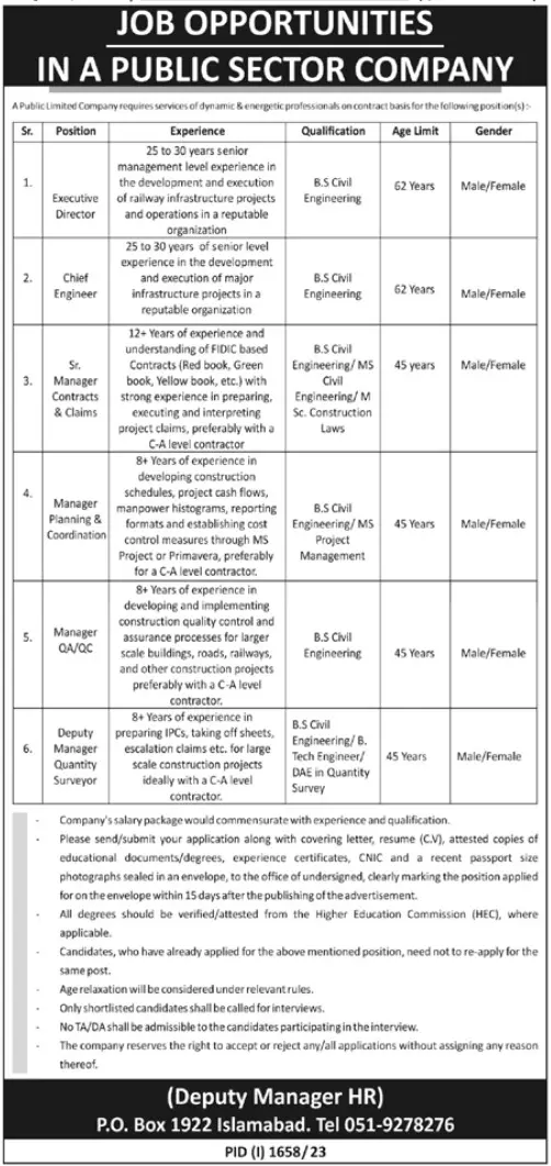 Public Sector Company Islamabad Jobs 2023 – Private Company Jobs 2023 — original advertisement