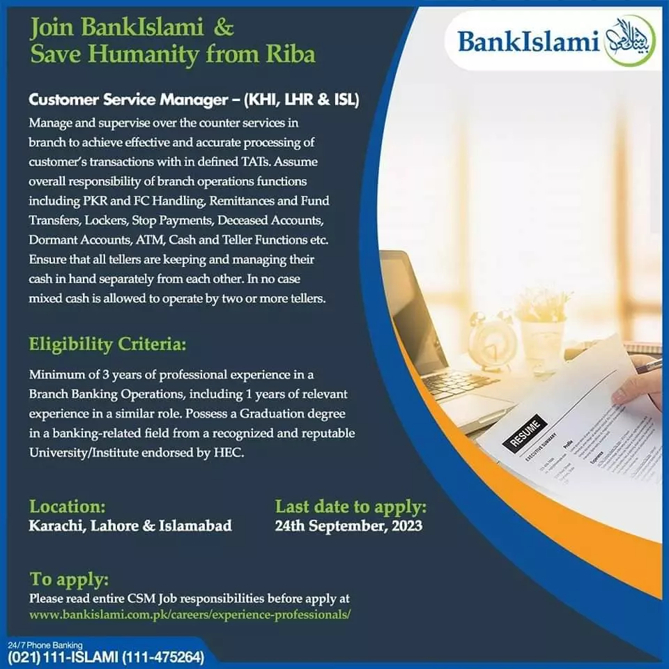 Bank Islami Karachi Lahore Islambad Jobs 2023 Jobs 2023 — original advertisement
