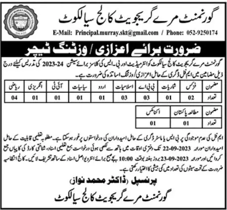 Government Murray Graduate College Visiting Faculty Jobs Jobs 2023 — original advertisement