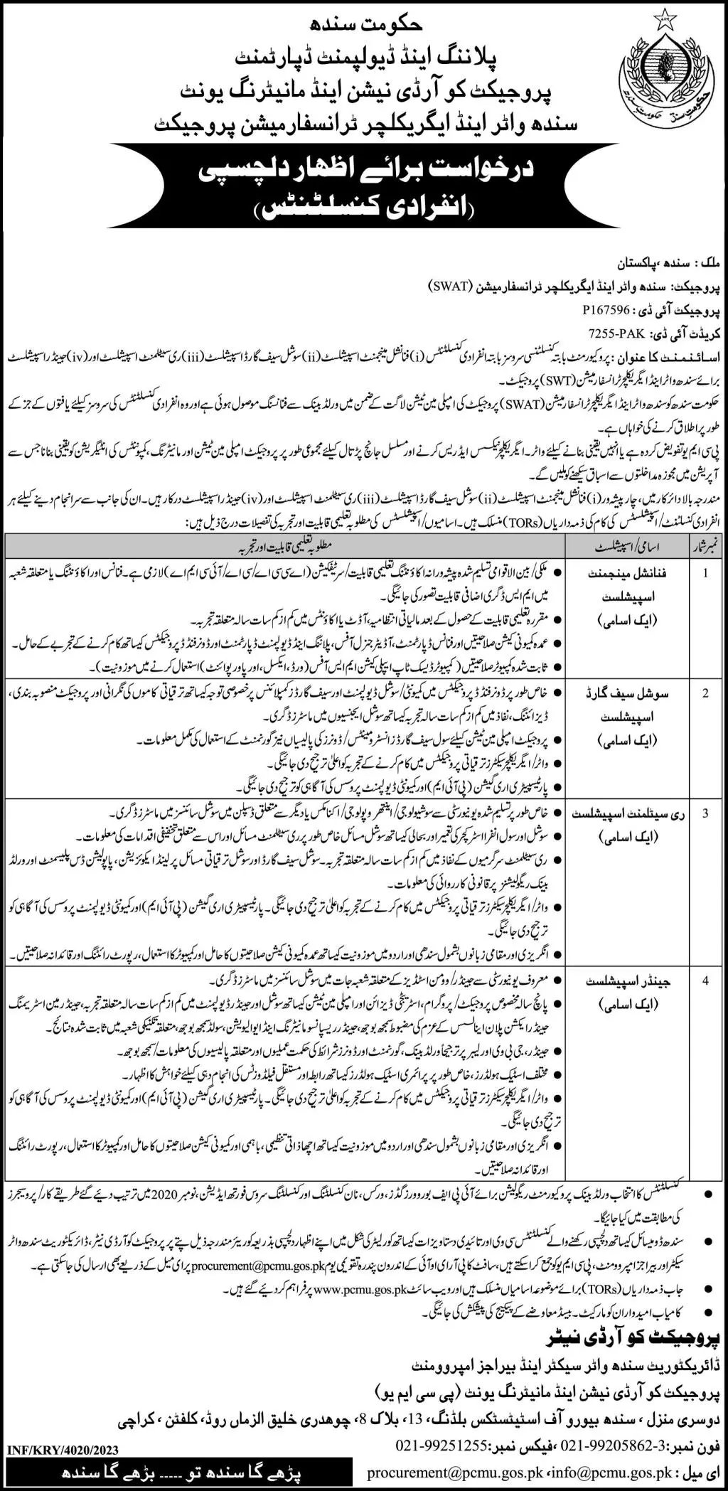 Planning And Development Department Sindh Jobs 2023 – Planning & Development Department Sindh Jobs 2023 — original advertisement