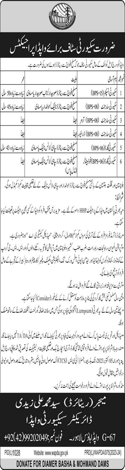 Water And Power Development Authority WAPDA Jobs 2023 Jobs 2023 — original advertisement