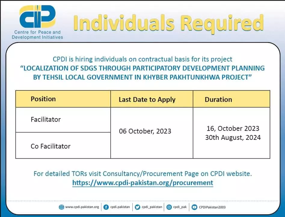 CPDI Peshawar khyber Pakhtunkhwa Jobs  2023 – Public Sector Organization Jobs 2023 — original advertisement
