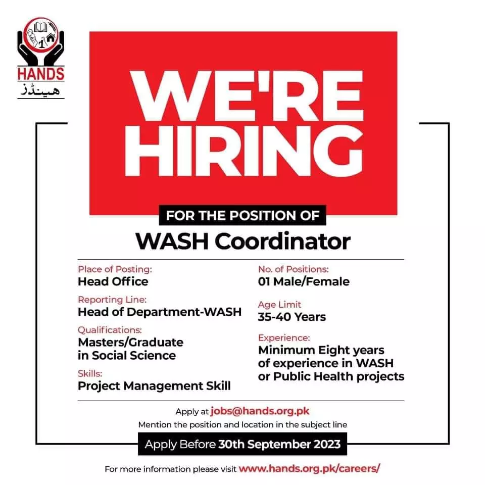 Hands International Sindh Jobs 2023 – Public Sector Organization Jobs 2023 — original advertisement