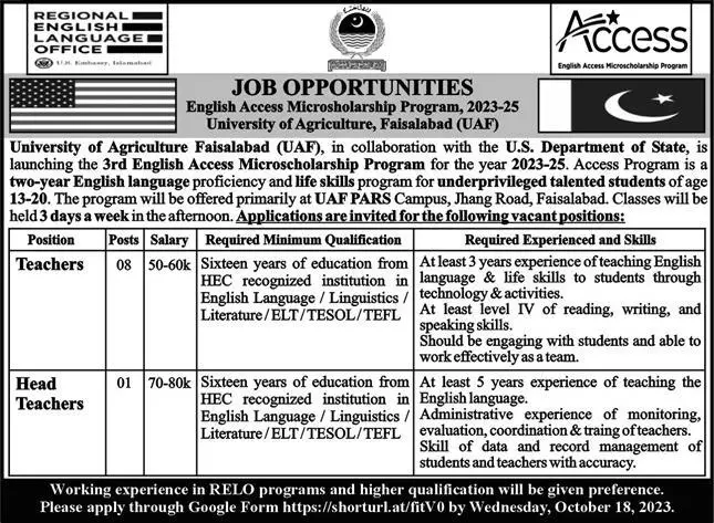 University Of Agriculture UFO Faisalabad Jobs 2023 – University of Agriculture Faisalabad Jobs 2023 — original advertisement