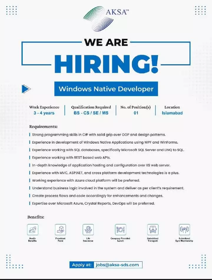 Aksa Private Sector Organization Ilslamabad Jobs 2023 Jobs 2023 — original advertisement