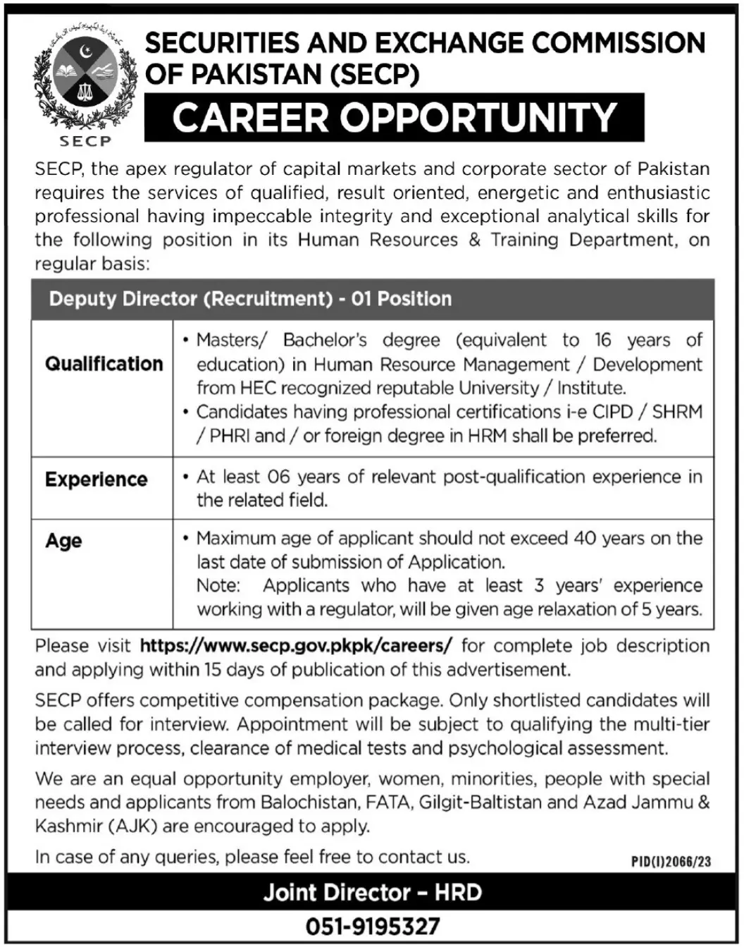 Securities and Exchange Commission of Pakistan Islamabad Job – Securities & Exchange Commission of Pakistan Jobs 2023 — original advertisement