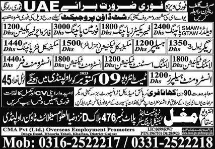 Lighting Assistant Technician & Instrument Helper Jobs 2023 – Mughal Trade Test & Technical Training Center Jobs 2023 — original advertisement