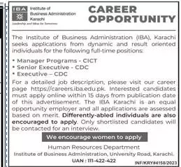 Institute Of Business Administration IBA Karachi Jobs 2023 Jobs 2023 — original advertisement