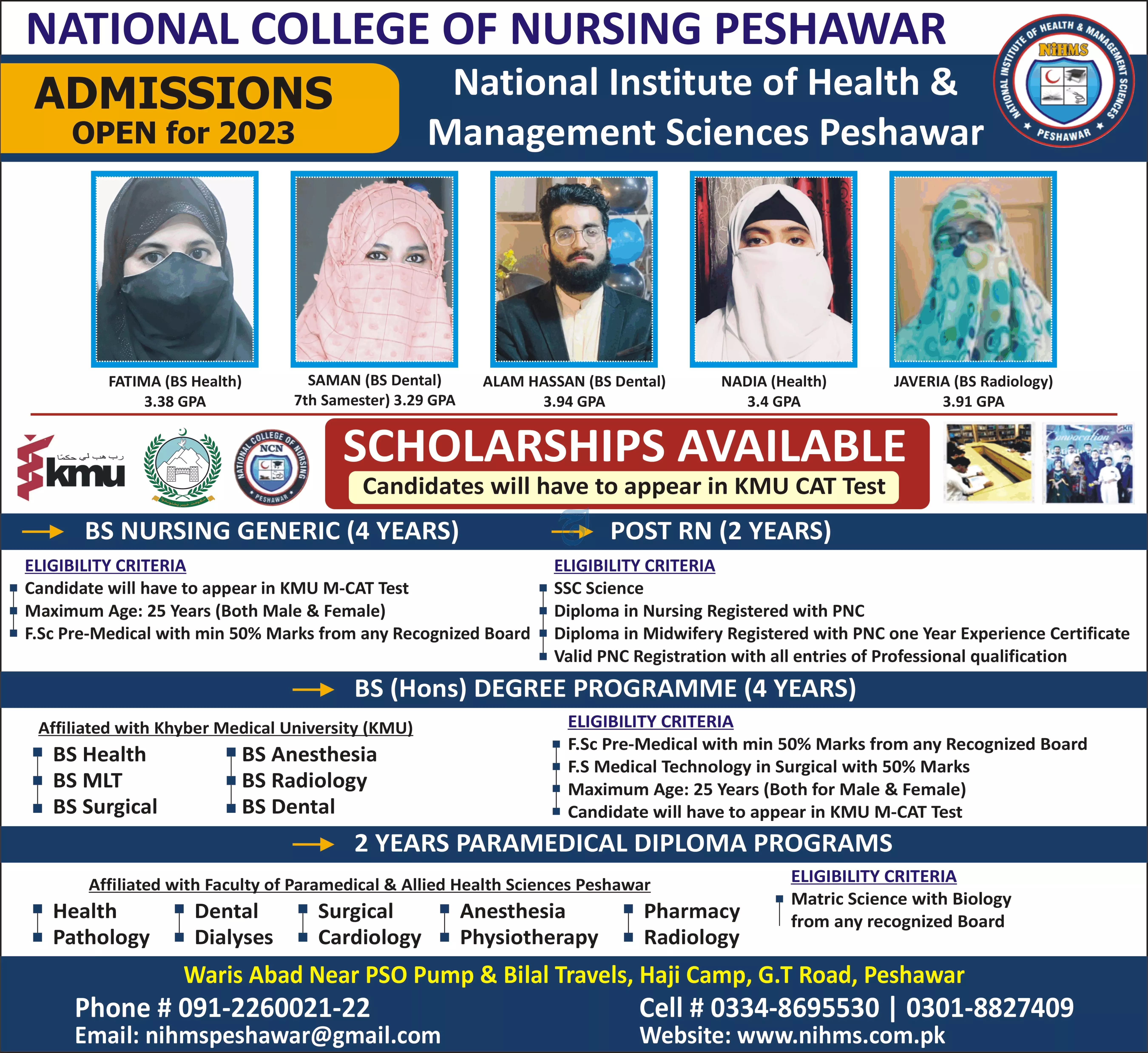 National College of Nursing Peshawar Admissions 2023 – National College of Nursing (NCN) Admissions 2023 — original advertisement