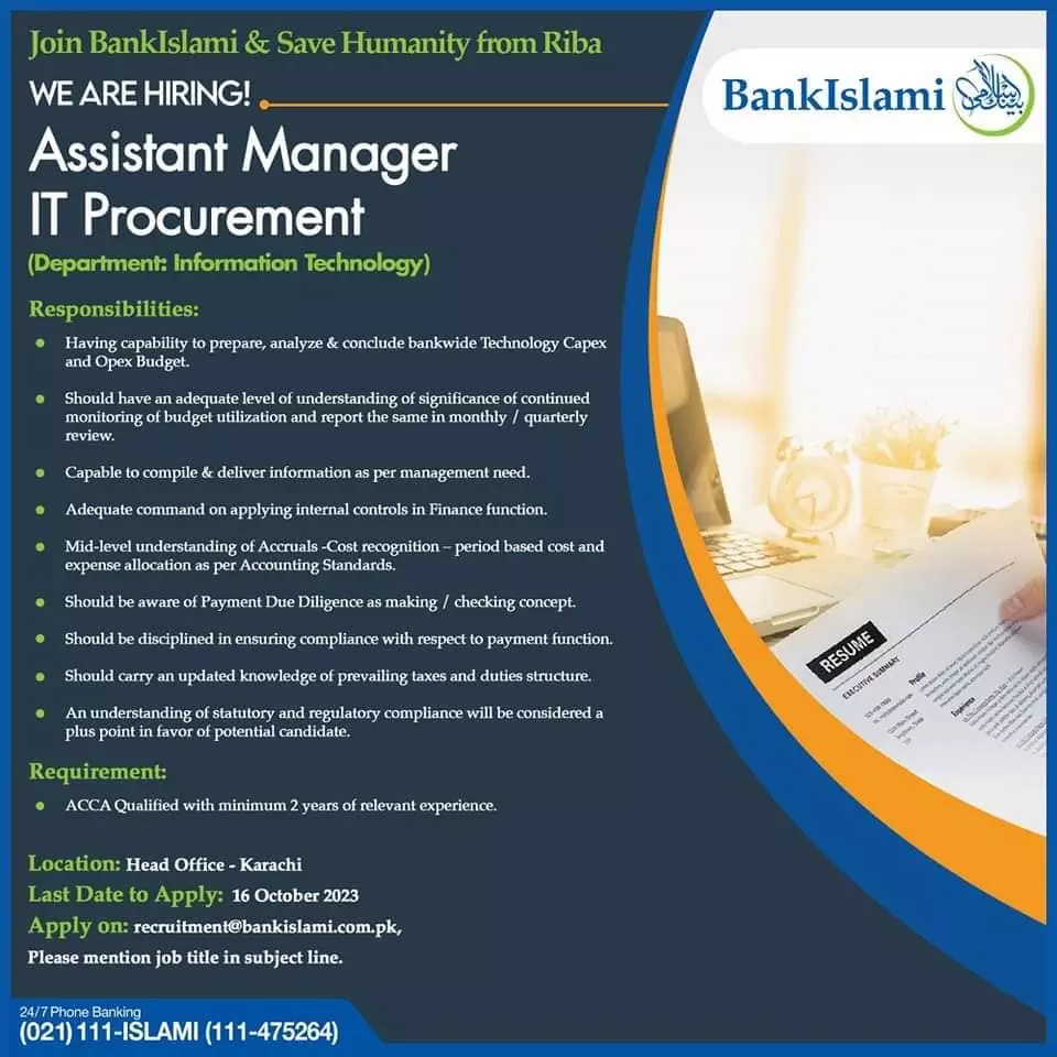 Bank Islami Karachi Jobs 2023 Jobs 2023 — original advertisement