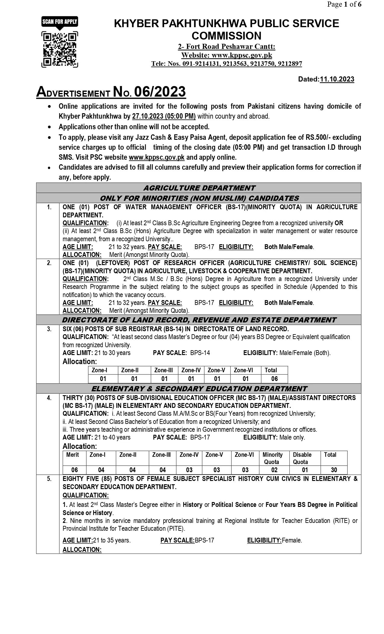 Khyber Pakhtunkhwa Public Service Commission Jobs 06/2023 Jobs 2023 — original advertisement