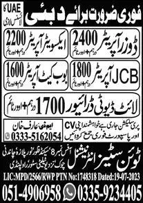 Bobcat Operator & Excavator Operator Jobs 2023 In Dubai – Twin Cities International Overseas Employment Jobs 2023 — original advertisement