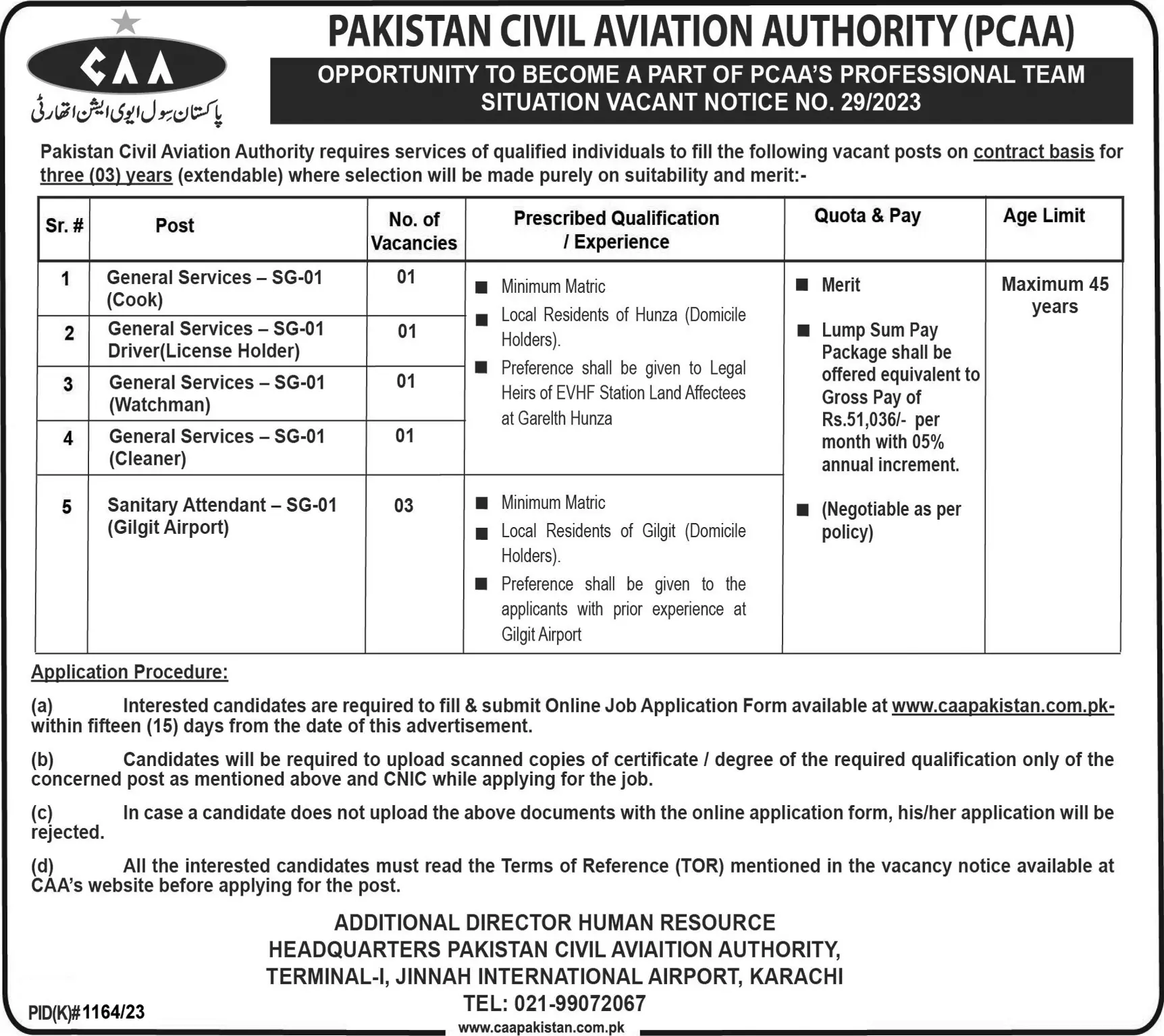 Pakistan Civil Aviation Authority Pcaa Jobs 2023 – Pakistan Civil Aviation Authority (CAA) Jobs 2023 — original advertisement