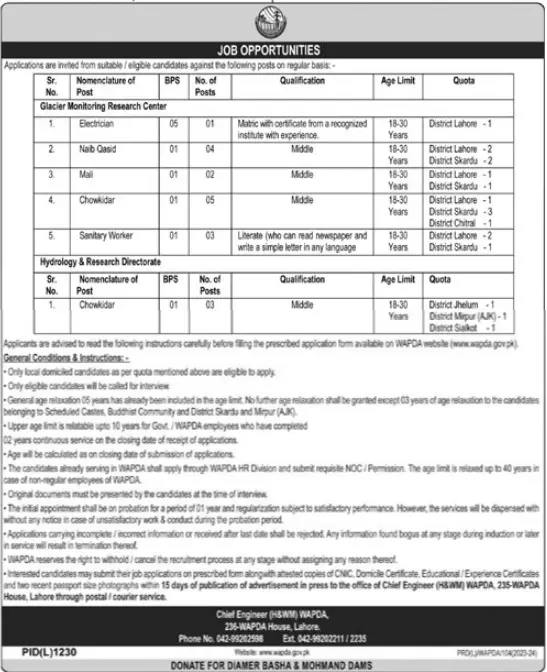 Water And Power Development Authority WAPDA Jobs 2023 Jobs 2023 — original advertisement
