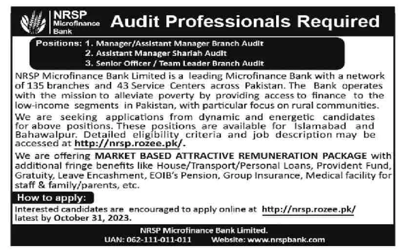 NRSP Bank | NRSP Microfinance Bank Ltd  Jobs 2023 – Finca Microfinance Bank Limited Jobs 2023 — original advertisement
