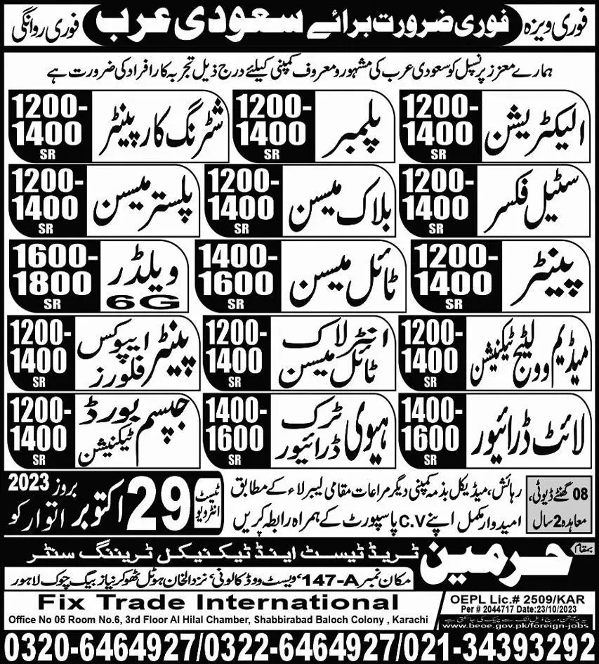 Interlock Mason & Gypsum Board Technician Jobs 2023 – Harmain Trade Test & Technical Training Center Jobs 2023 — original advertisement