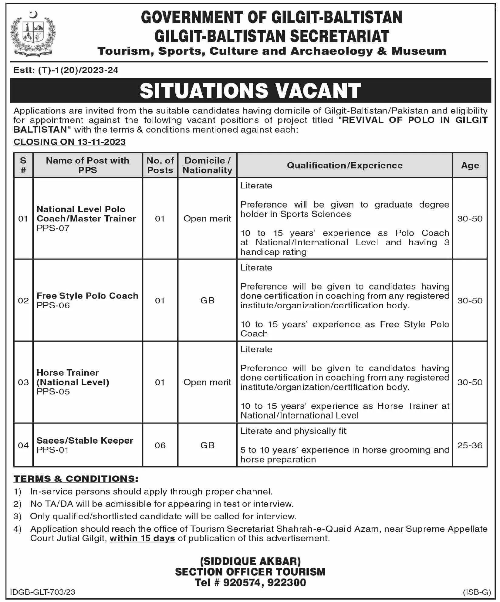 Gilgit Baltistan Secretariat Gilgit Baltistan Jobs 2023 – Government of Gilgit-Baltistan Jobs 2023 — original advertisement
