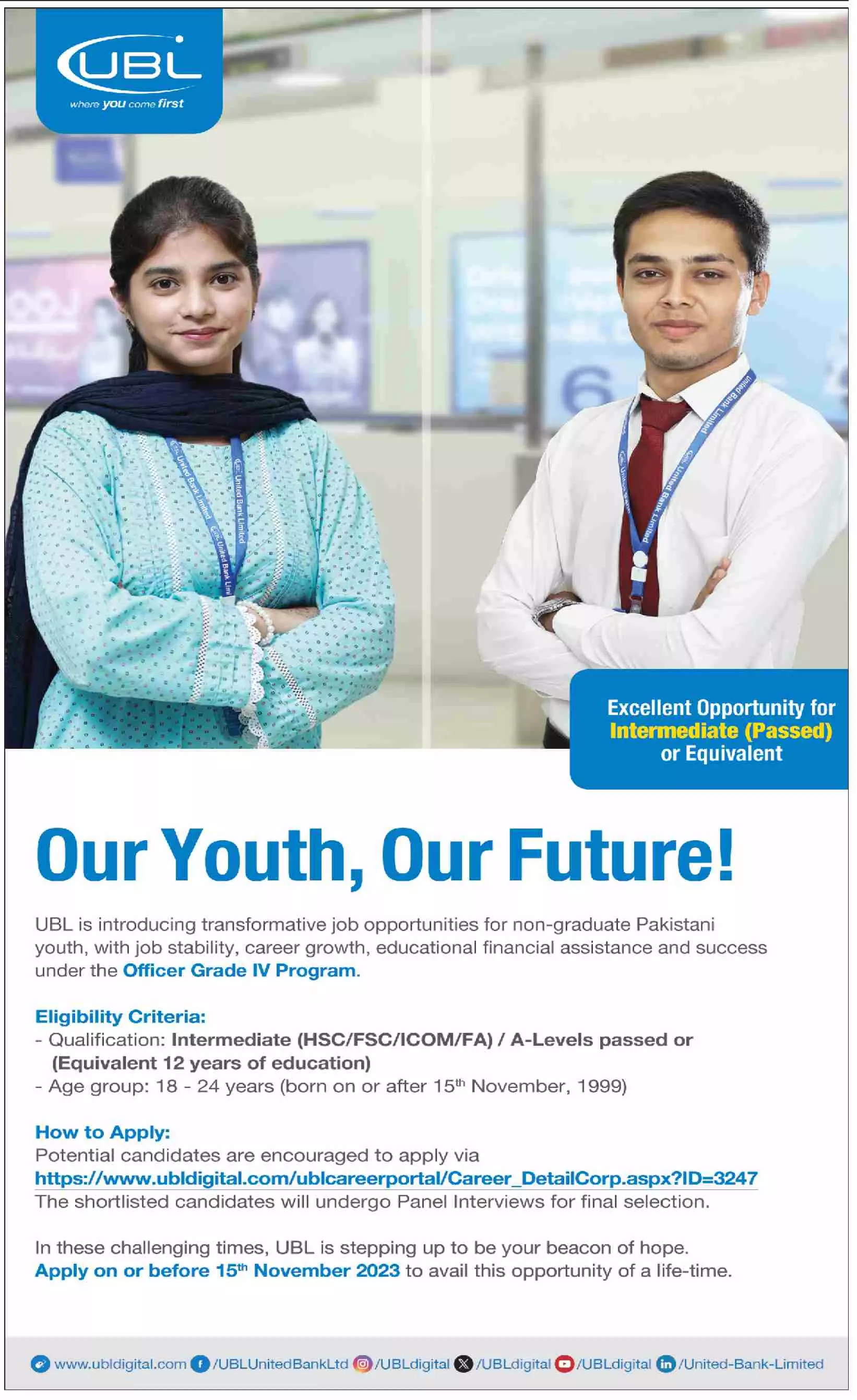 United Bank Limited UBL Islamabad Jobs 2023 Jobs 2023 — original advertisement