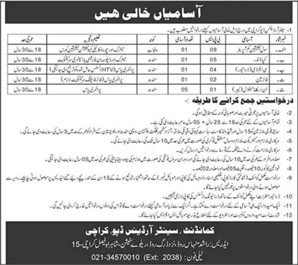 Central Ordnance Depot COD Karachi Jobs 2023 Jobs 2023 — original advertisement