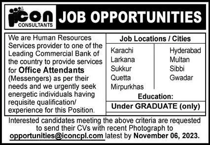 ICON Consultants Pvt Limited Islamabad Jobs 2023 – Public Sector Organization Jobs 2023 — original advertisement