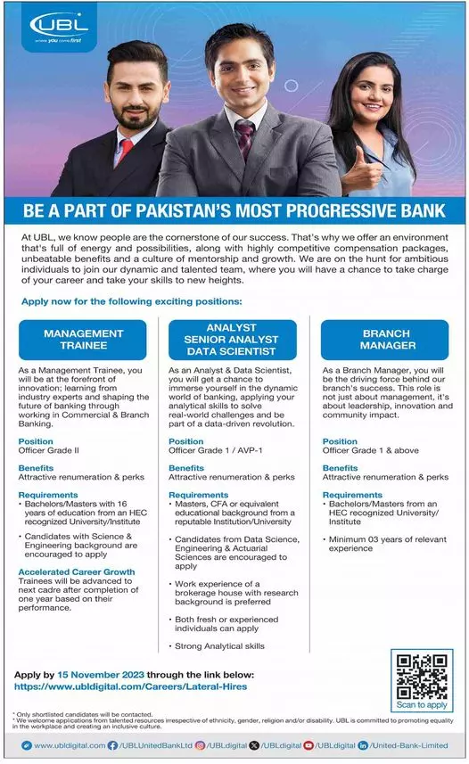 United Bank Limited UBL Karachi Jobs 2023 Jobs 2023 — original advertisement