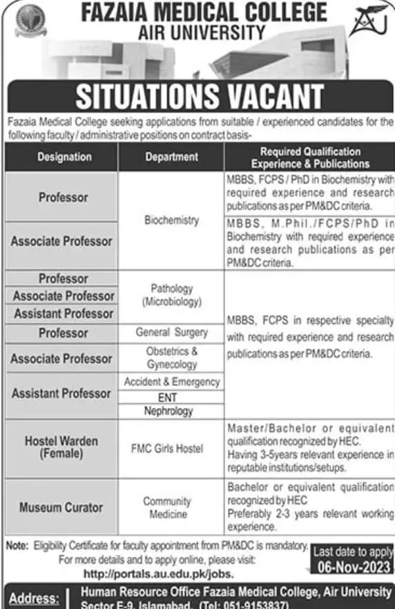 Air University Islamabad Jobs 2023 – Air University Multan Campus Jobs 2023 — original advertisement