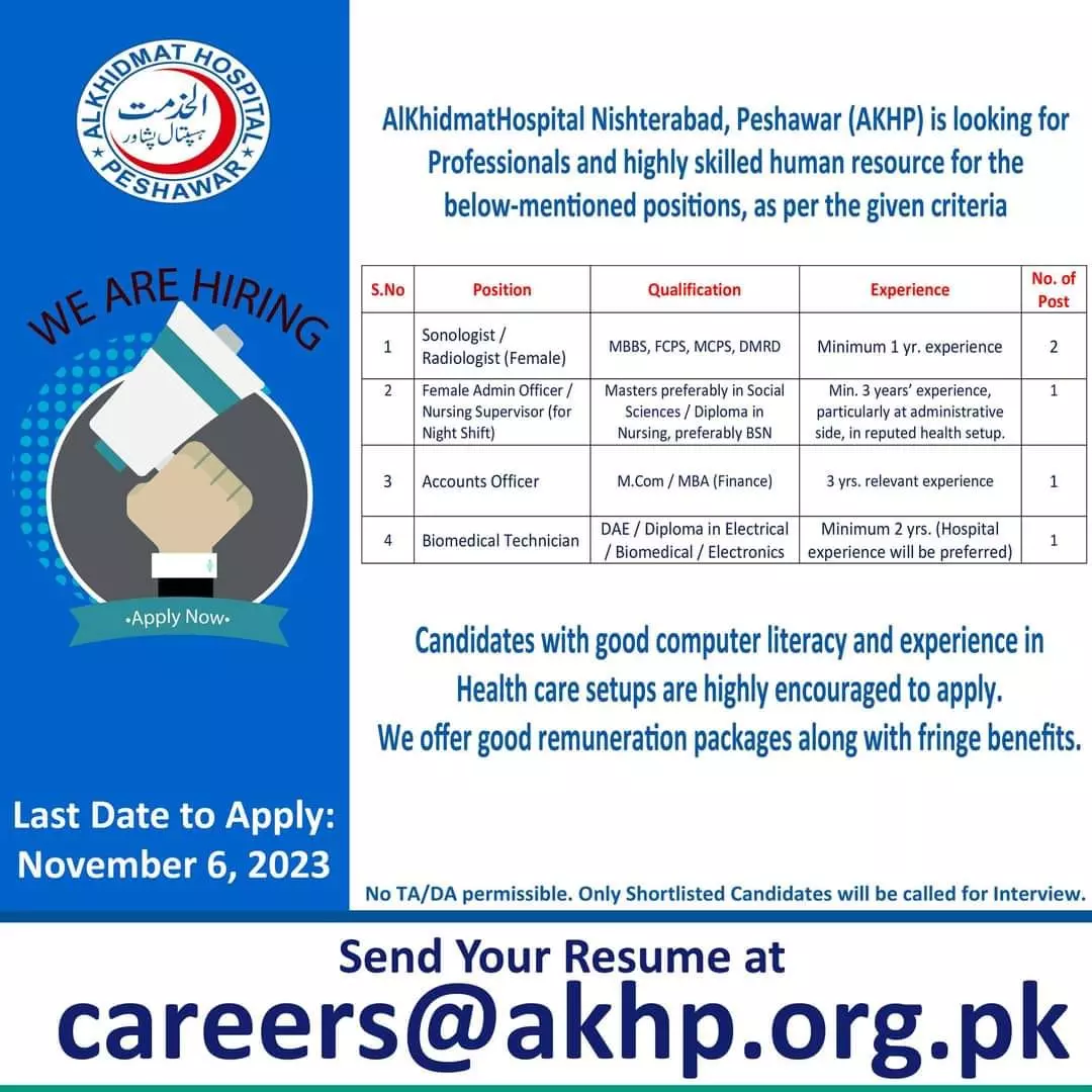 Al khidmat Hospital Nishtarabad Peshawar Jobs 2023 – Alkhidmat Jobs 2023 — original advertisement