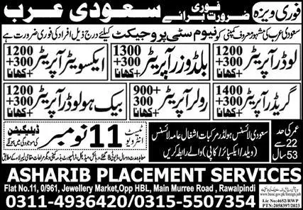 Bulldozer Operator & Roller Operator Jobs 2023 – Asharib Placement Services Jobs 2023 — original advertisement