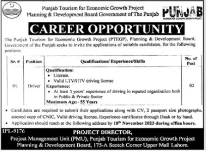 Planning & Development Board Lahore Jobs 2023 – Planning & Development Board Punjab Jobs 2023 — original advertisement