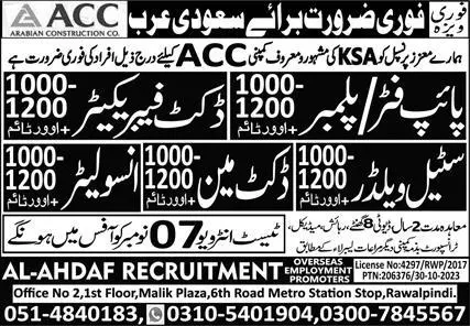 Docket Man & Docket Fabricator Jobs 2023 In Saudi Arabia – Al-Ahdadmf Recruitment Rawalpindi Jobs 2023 — original advertisement