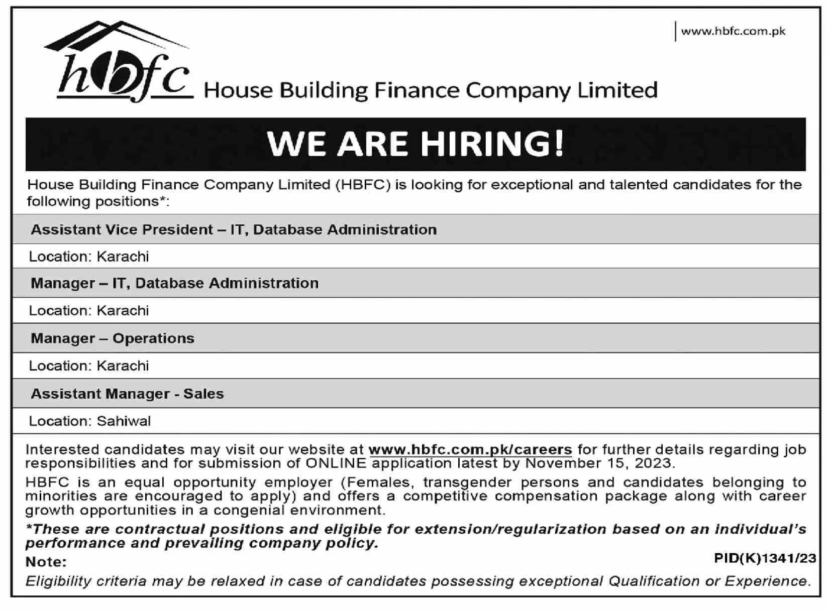 House Building Finance Company Limited Jobs 2023 – House Building Finance Company Ltd Jobs 2023 — original advertisement