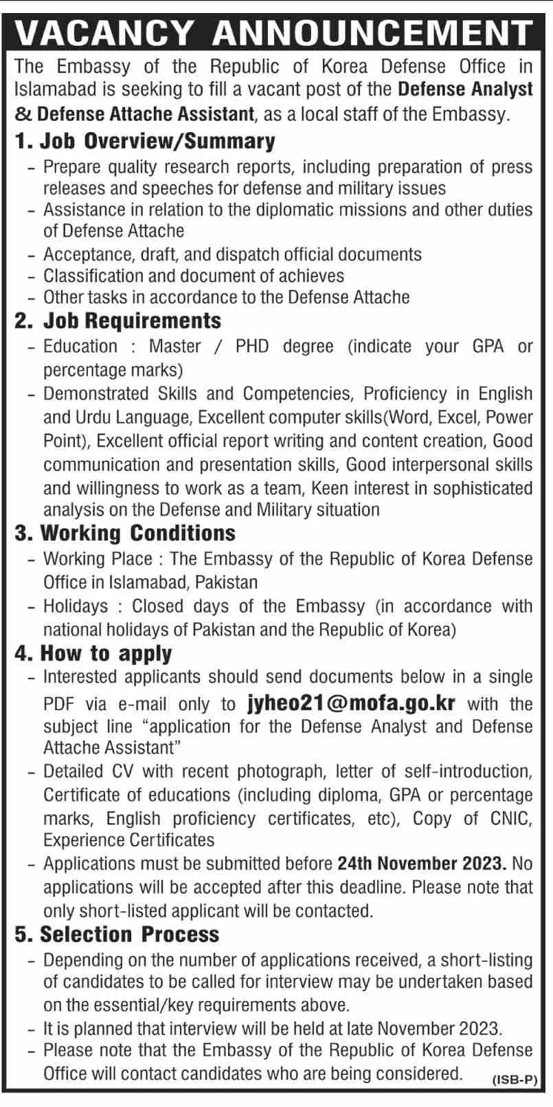 Embassy of Islamabad Jobs 2023 – US Embassy Islamabad Jobs 2023 — original advertisement